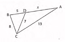 Figure de la question Q39 représentant le triangle ABC et le point D